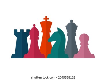 Chess pieces flat vector illustration