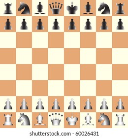 chess pieces and game board, abstract vector art illustration