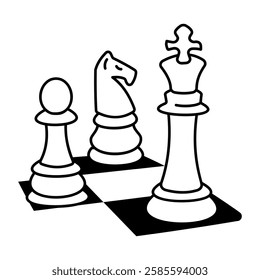 Chess pieces icon in doodle style 

