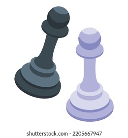 Chess pieces icon. Isometric of chess pieces vector icon for web design isolated on white background