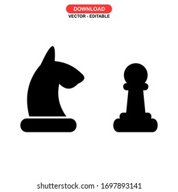 
Symbol für Schachfiguren oder Logo einzeln auf Zeichen Vektorillustration Illustration - Vektorsymbole in hoher Qualität

