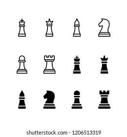 Chess Pieces Icon Logo Vector Symbol