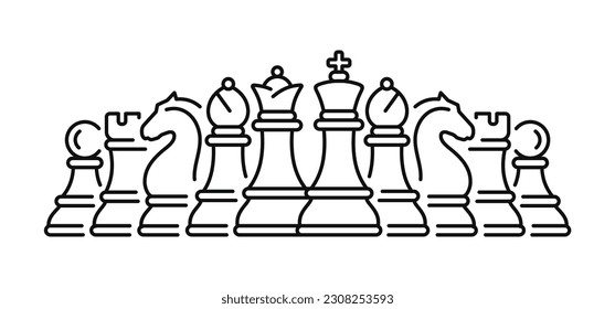 Chess pieces icon set isolated on white background