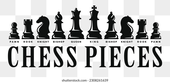 Chess pieces icon set isolated on white background