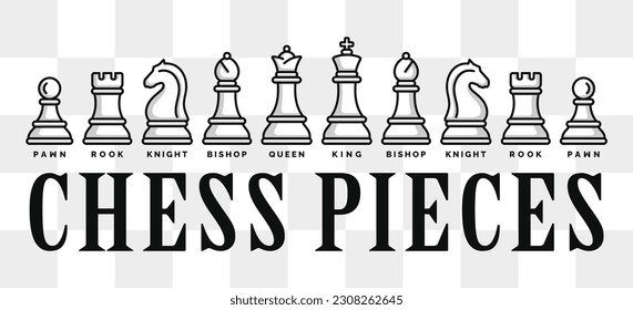 Chess pieces icon set isolated on white background