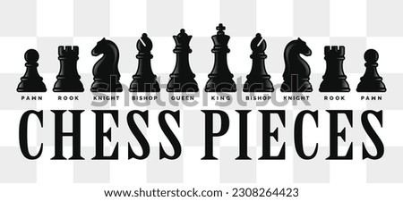 Chess pieces icon set isolated on white background