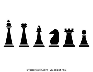 Chess pieces icon silhouette design template vector isolated