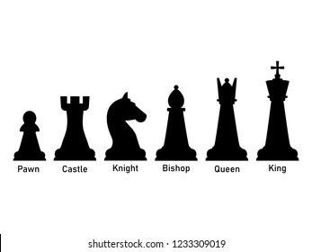 White Black Flat Chess Pieces Vector Stock Vector (Royalty Free) 646511926