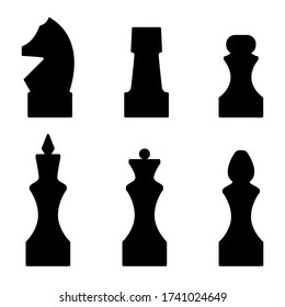 Chess pieces icons black set vector. Stock illustration.