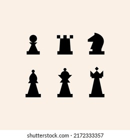 Chess pieces icons. Pawn, rook, knight, bishop, queen and king.