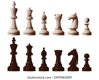 Chess pieces icons Vector illustration. Hand drawn, not AI.
