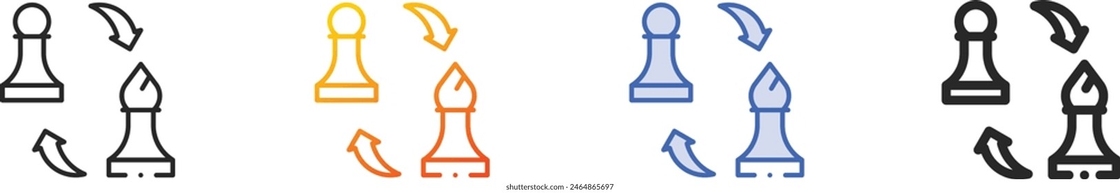 chess pieces icon.Thin Linear, Gradient, Blue Stroke and bold Style Design Isolated On White Background