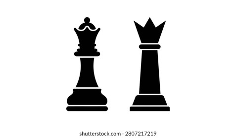 Chess Pieces Including A Queen And King Rendered As A Black Silhouette chessmen game strategy board