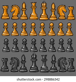 chess pieces isolated on a gray background