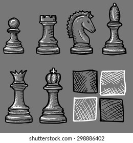 chess pieces isolated on a gray background