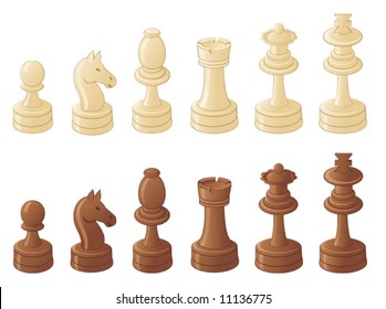 Chess pieces isolated on white