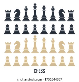 Chess pieces isolated on white background. Vector illustration on white background.