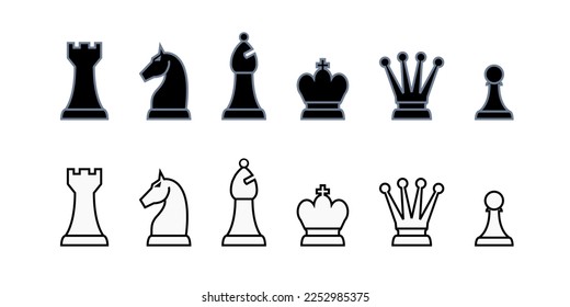 Piezas de ajedrez aisladas. Piezas de ajedrez vectorial perfectas para su uso en juegos en línea.