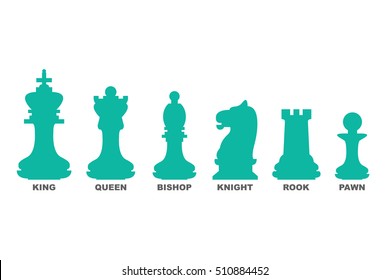 Chess pieces. King, queen, bishop, knight, rook and pawn icon set