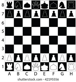 chess pieces on the board - vector