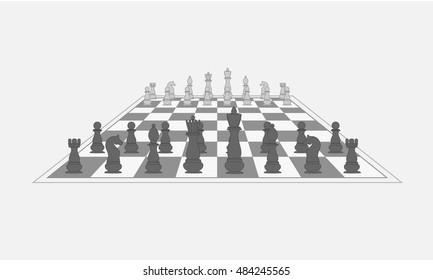 Chess pieces on the chess board. Vector