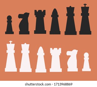 chess pieces on a bright background. strategic game. white and black pieces