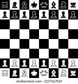 Chess pieces on chessboard - vector