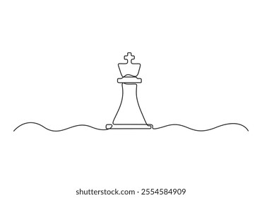 Chess pieces one continuous line drawing. Vector illustration