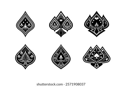 Chess pieces in outline and silhouette style. Set for a board game 