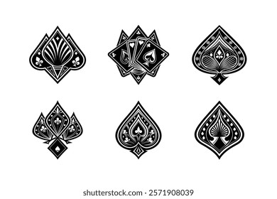 Chess pieces in outline and silhouette style. Set for a board game 