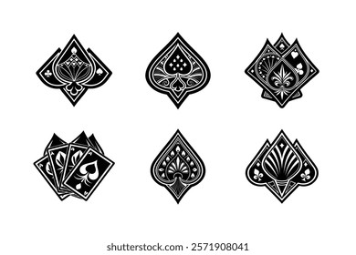 Chess pieces in outline and silhouette style. Set for a board game 