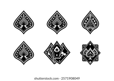 Chess pieces in outline and silhouette style. Set for a board game 