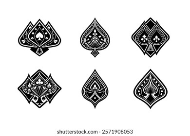 Chess pieces in outline and silhouette style. Set for a board game 