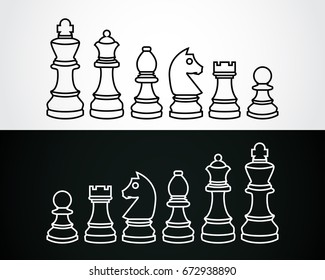 chess pieces outline vector icons