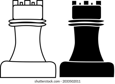 chess pieces - rook, castle. black and white
