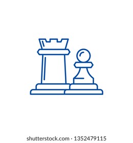 Chess pieces rook and pawn line icon concept. Chess pieces rook and pawn flat  vector symbol, sign, outline illustration.