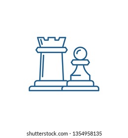 Chess pieces rook and pawn line icon concept. Chess pieces rook and pawn flat  vector symbol, sign, outline illustration.