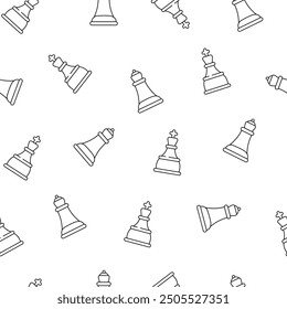 Chess pieces. Seamless pattern. Coloring Page. Hand drawn style. Vector drawing. Design ornaments.