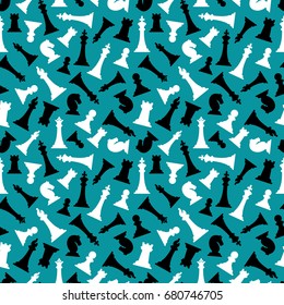 Chess pieces seamless pattern design. Vector background design with king and pawn illustration