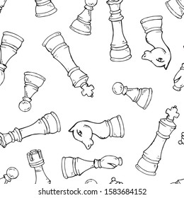 Chess pieces seamless pattern. Vector illustration set of chess pieces seamless pattern. Background of chess pieces.