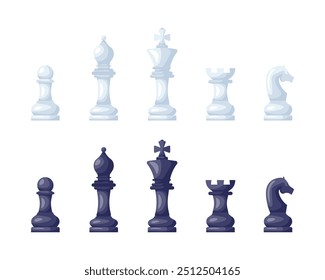 Chess pieces set icons. Flat style. Vector icons.