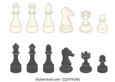 Chess pieces set. Isolated on white background.