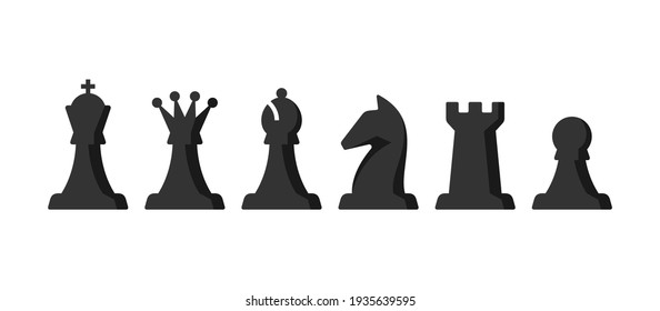 Chess pieces set. King, Queen, Bishop, Knight, Rook, Pawn. Vector illustration.