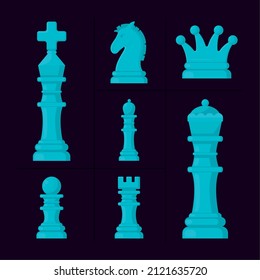 chess pieces set on black background