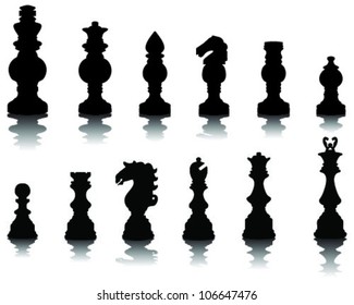 Chess pieces silhouette 2, vector