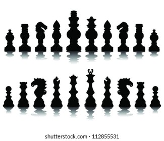 Chess pieces silhouette 3, vector