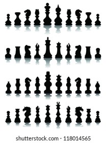 Chess pieces silhouette 4, vector