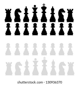 Chess pieces silhouette, vector