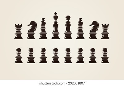 Chess pieces silhouette, vector