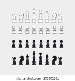 Chess pieces silhouette, vector